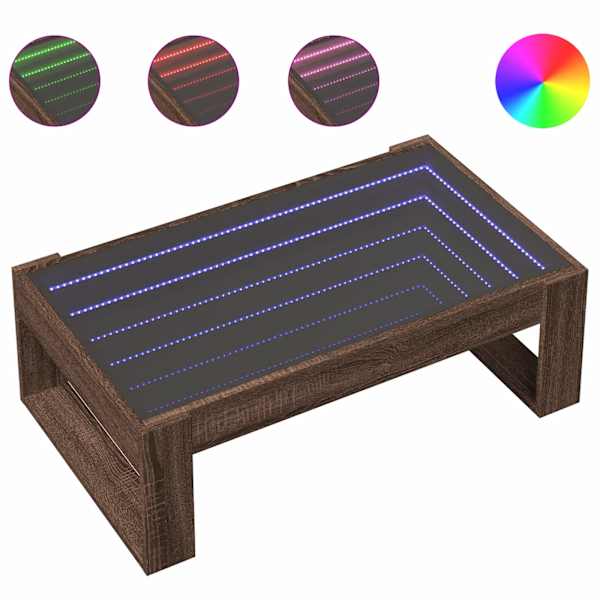 vidaXL kohvilaud LED-tuledega, pruun tamm, 90x53x30 cm