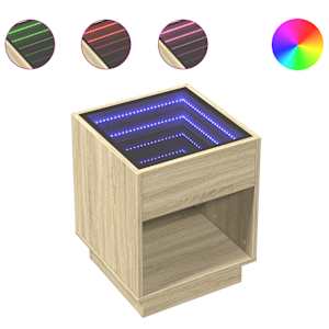 vidaXL kohvilaud LED-tuledega, Sonoma tamm, 40x40x50 cm
