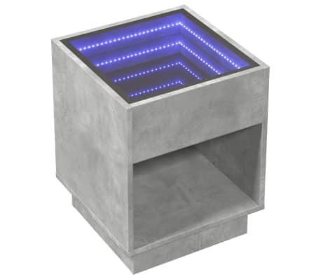 vidaXL Stolik kawowy z LED Infinity, szarość betonu, 40x40x50 cm