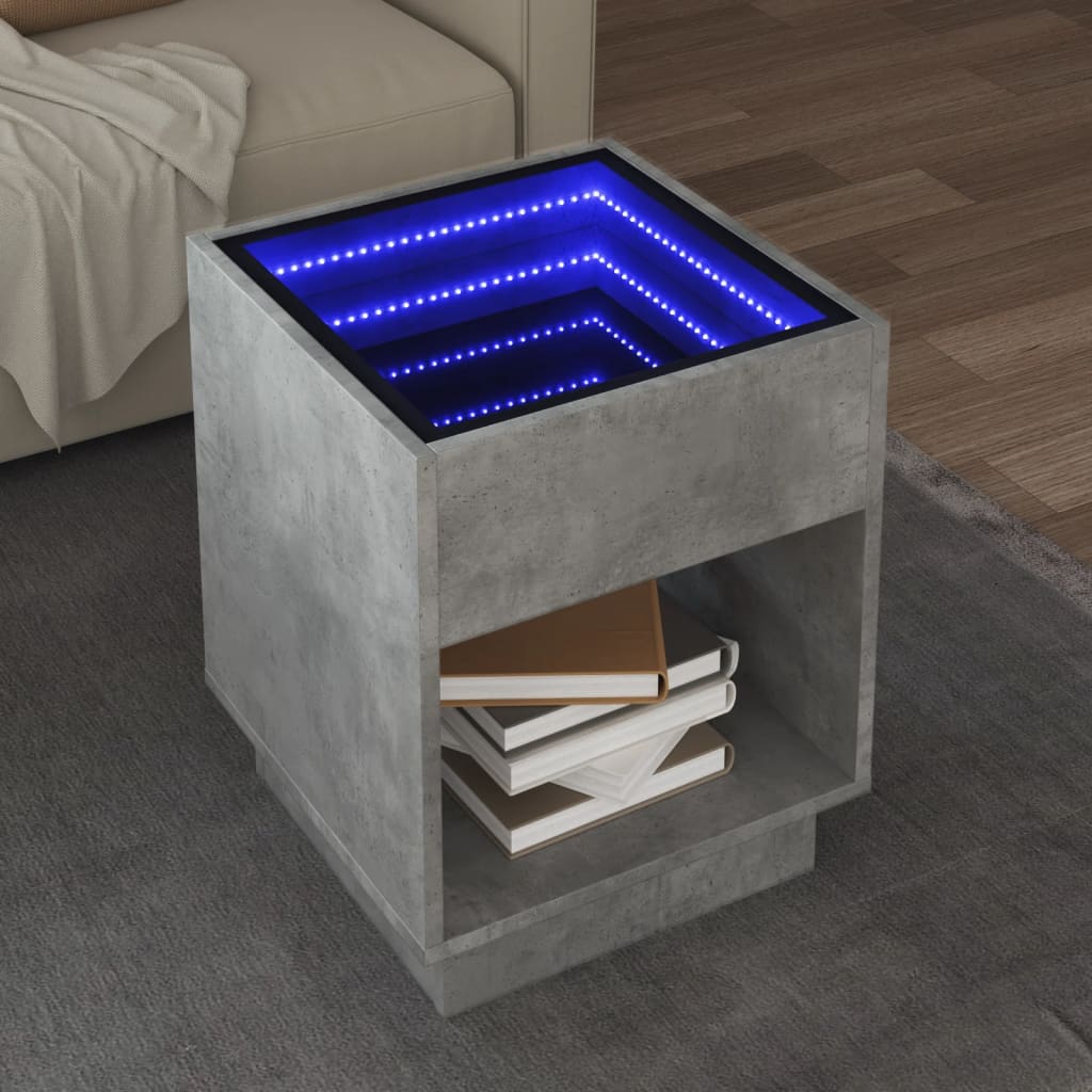 vidaXL Couchtisch mit Infinity-LED Betongrau 40x40x50 cm