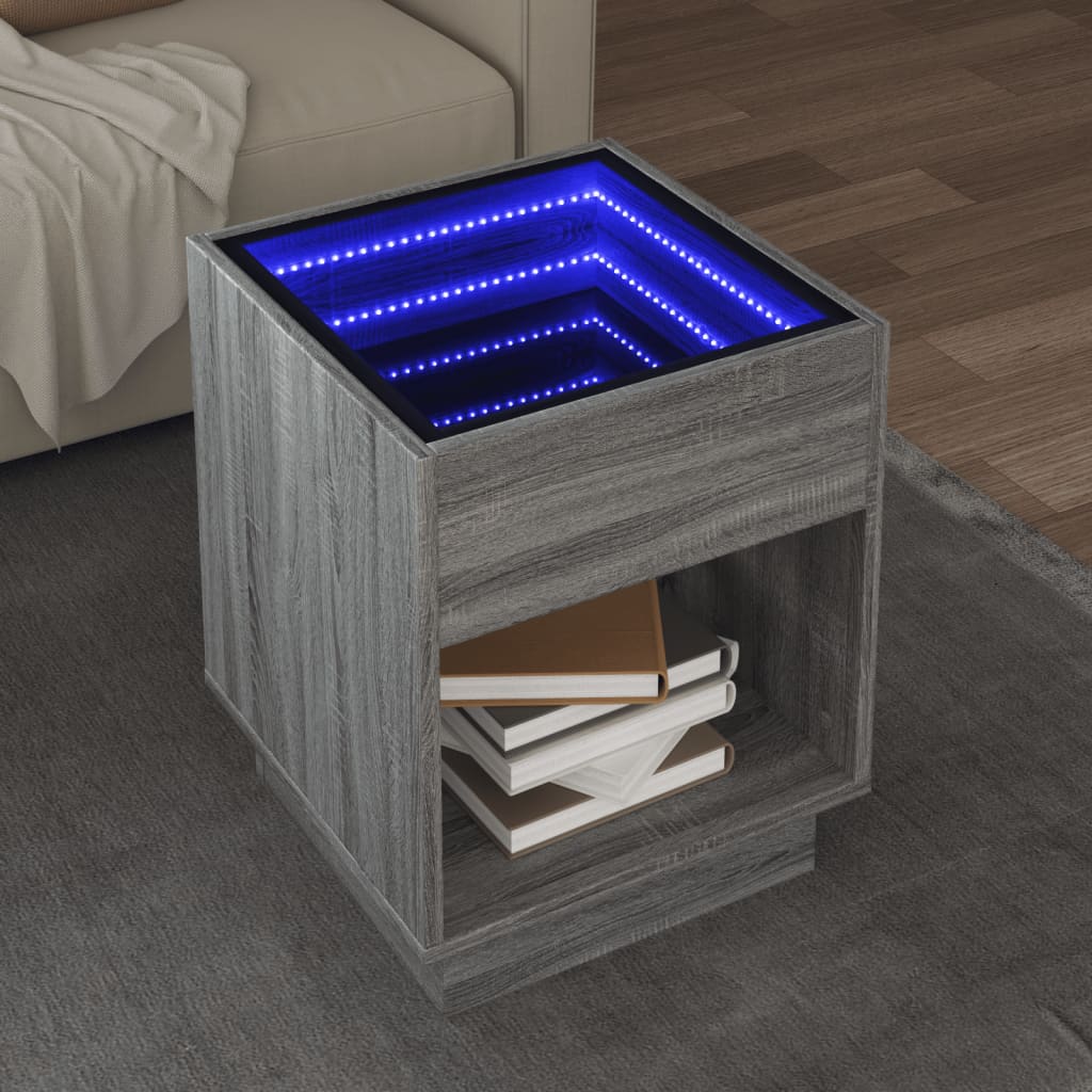 vidaXL Couchtisch mit Infinity-LED Grau Sonoma 40x40x50 cm