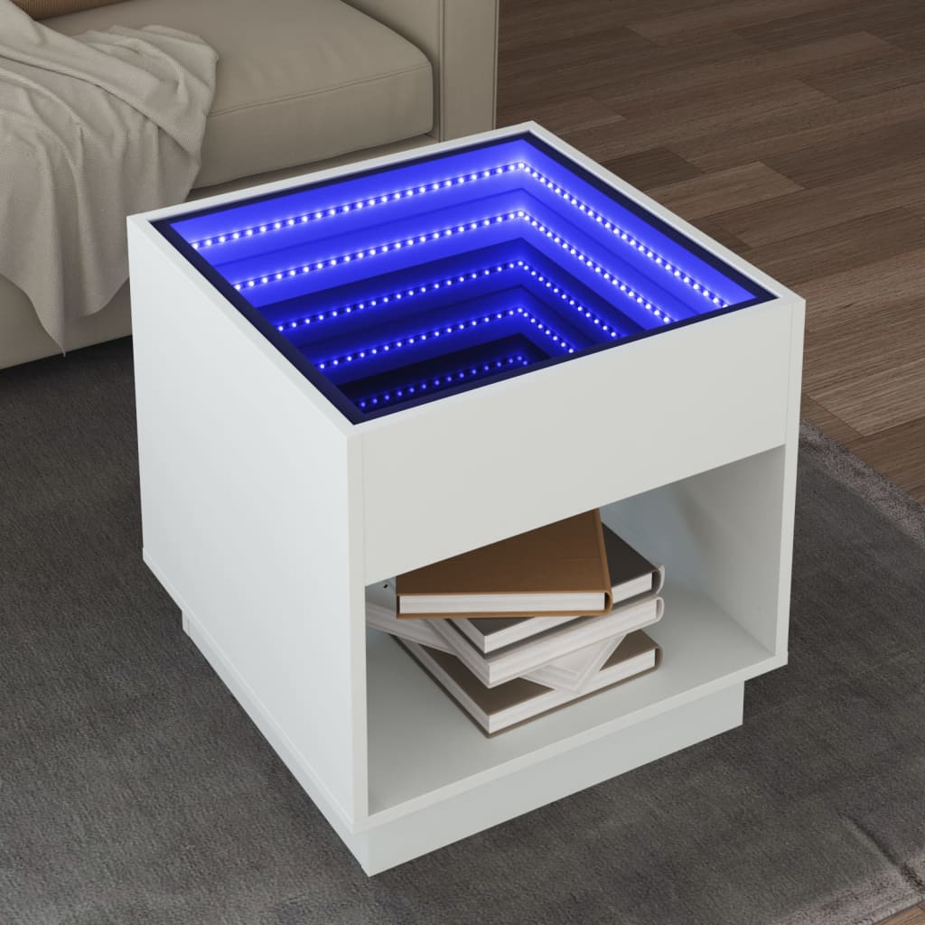 vidaXL Couchtisch mit Infinity-LED Weiß 50x50x50 cm