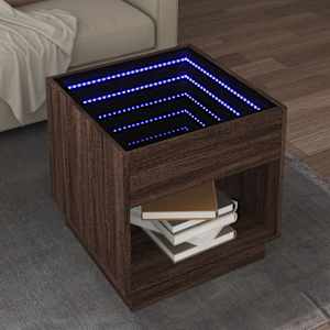 Konferenční stolek s Infinity LED hnědý dub 50 x 50 x 50 cm - obrázek 1