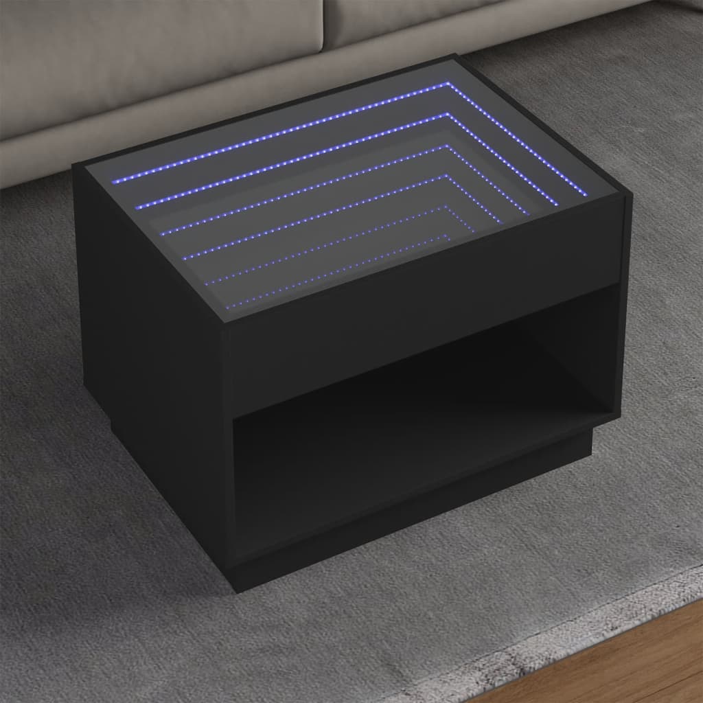 vidaXL Couchtisch mit Infinity-LED Schwarz 70x50x50 cm