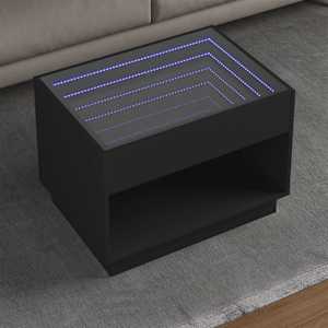 Konferenční stolek s Infinity LED černý 70 x 50 x 50 cm - obrázek 1