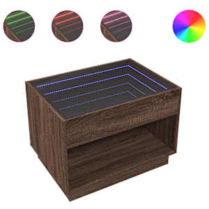 Konferenční stolek s Infinity LED hnědý dub 70 x 50 x 50 cm - obrázek 2