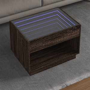 Konferenční stolek s Infinity LED hnědý dub 70 x 50 x 50 cm - obrázek 1