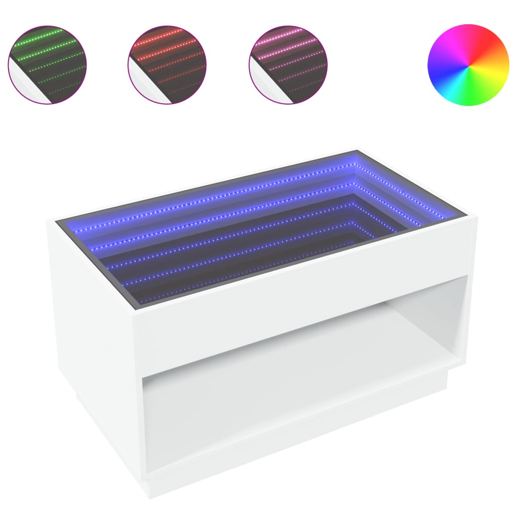 vidaXL Konferenční stolek s Infinity LED bílý 90 x 50 x 50 cm