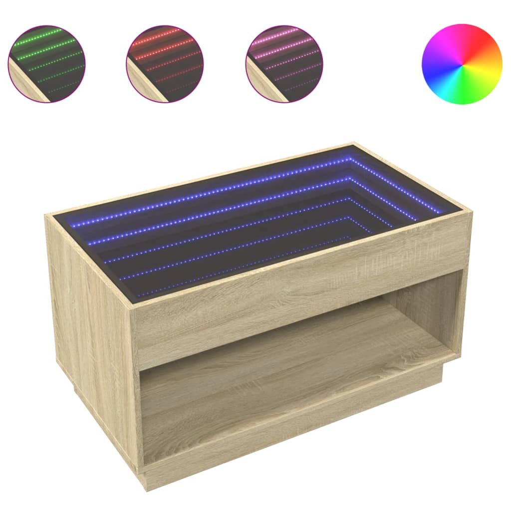 vidaXL Konferenční stolek s Infinity LED dub sonoma 90 x 50 x 50 cm