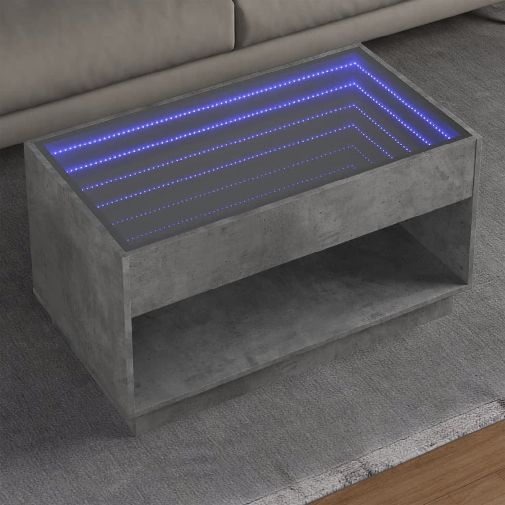 Couchtisch mit Infinity-LED Betongrau 90x50x50 cm