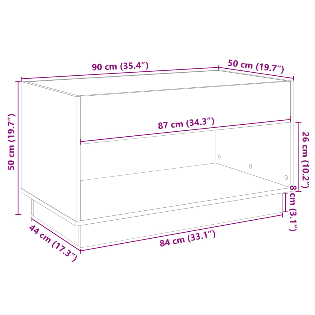 Konferenční stolek s Infinity LED kouřový dub 90 x 50 x 50 cm - obrázek 13