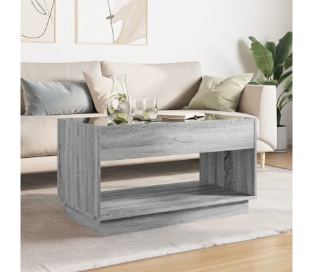 vidaXL Coffee Table with Infinity LED Grey Sonoma 90x50x50 cm