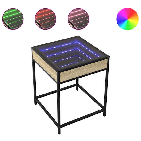 vidaXL kohvilaud LED-tuledega, Sonoma tamm, 40 x 40 x 51 cm