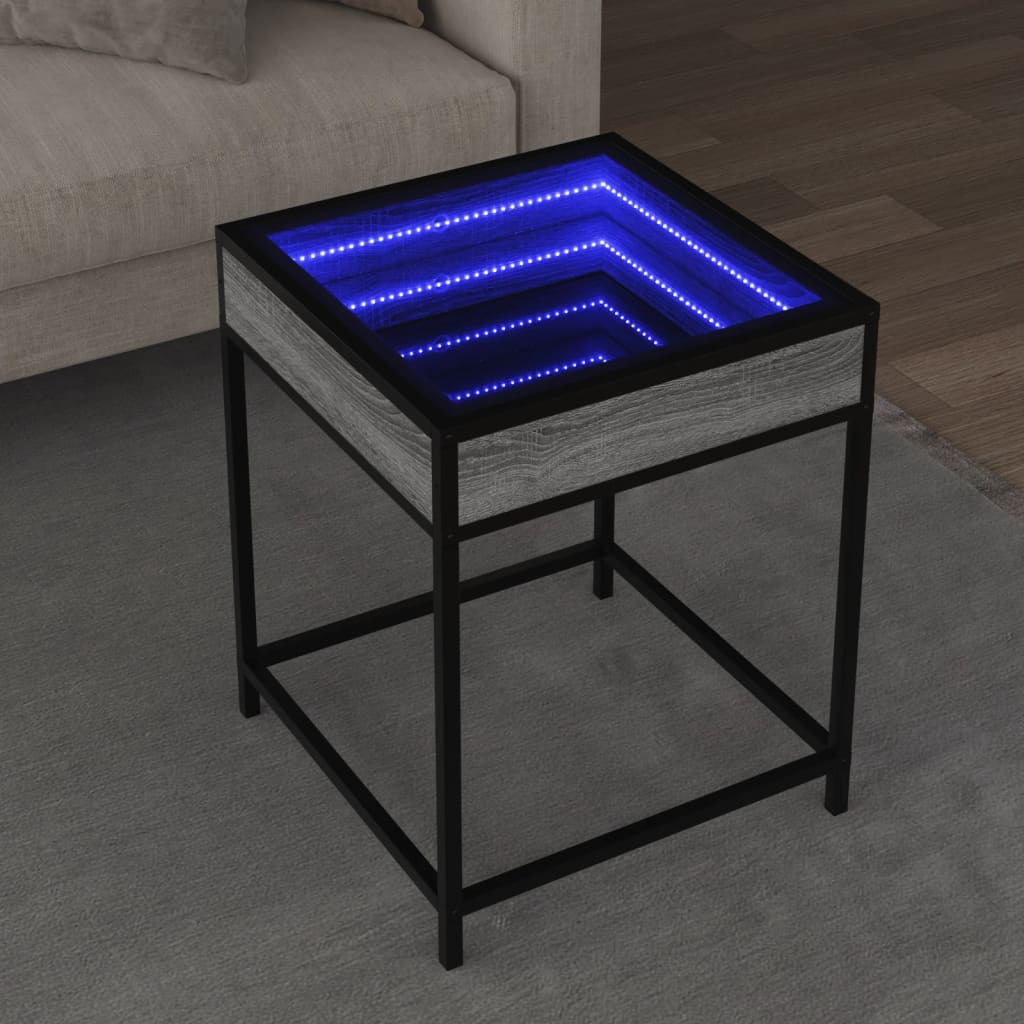 Couchtisch mit Infinity-LED Grau Sonoma 40x40x51 cm