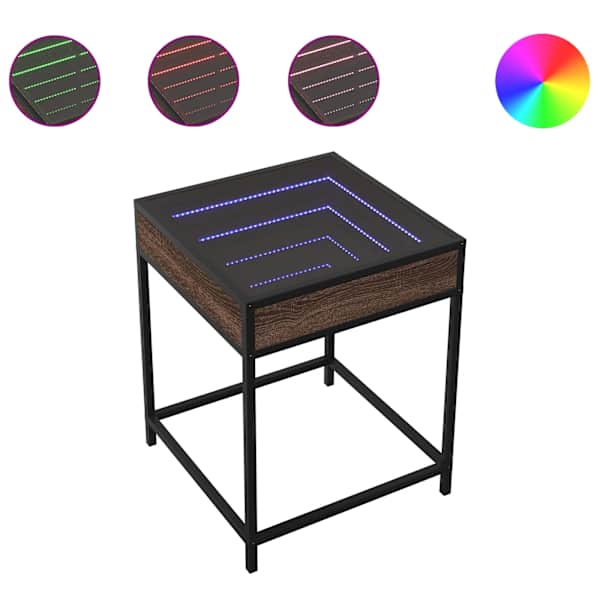 vidaXL kohvilaud LED-tuledega, pruun tamm, 40 x 40 x 51 cm