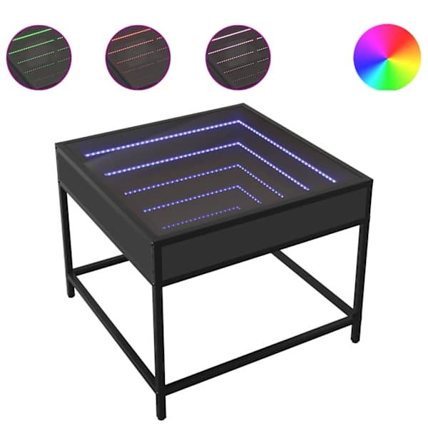 vidaXL kohvilaud LED-tuledega, must, 50x50x41 cm