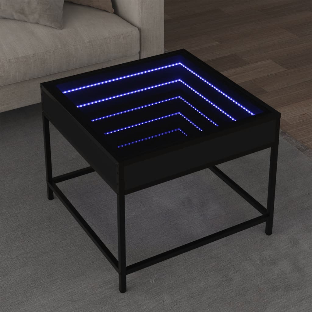 vidaXL Măsuță de cafea cu LED infinity, negru, 50x50x41 cm