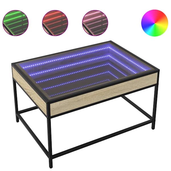 vidaXL kohvilaud LED-tuledega, Sonoma tamm, 70 x 50 x 41 cm