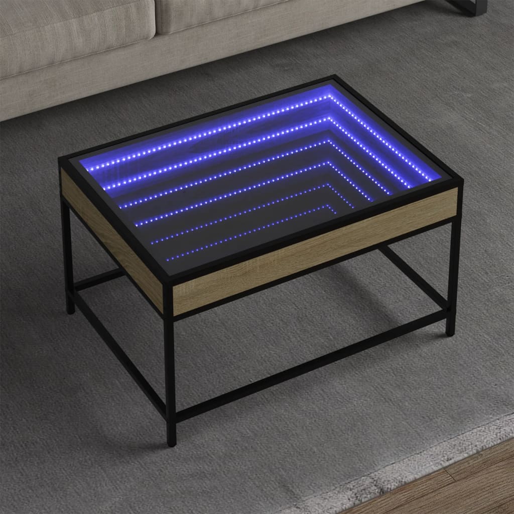 vidaXL Couchtisch mit Infinity-LED Sonoma-Eiche 70x50x41 cm