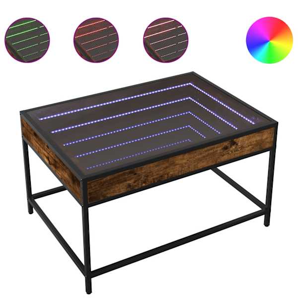 vidaXL kohvilaud LED-tuledega, suitsutatud tamm, 70x50x41 cm