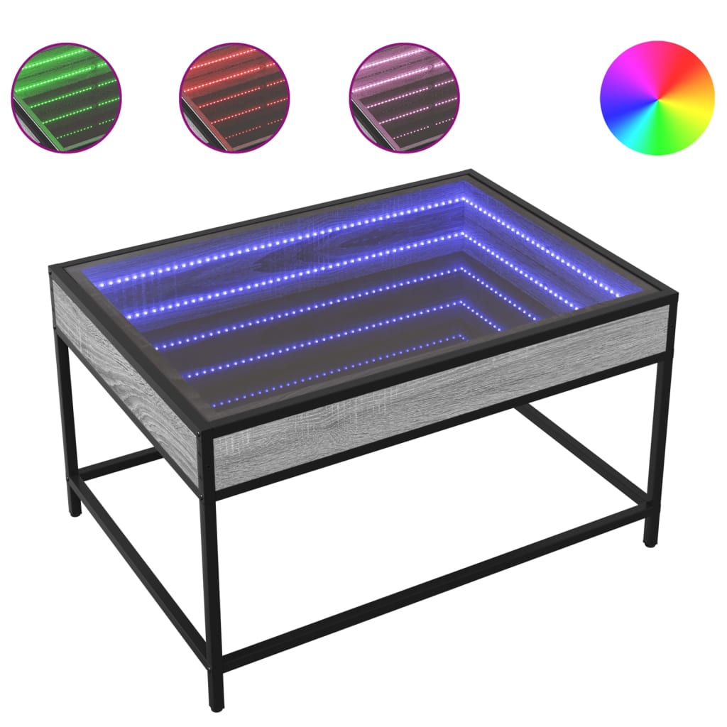 Thumbnail - vidaXL Couchtisch mit Infinity-LED Grau Sonoma 70x50x41 cm