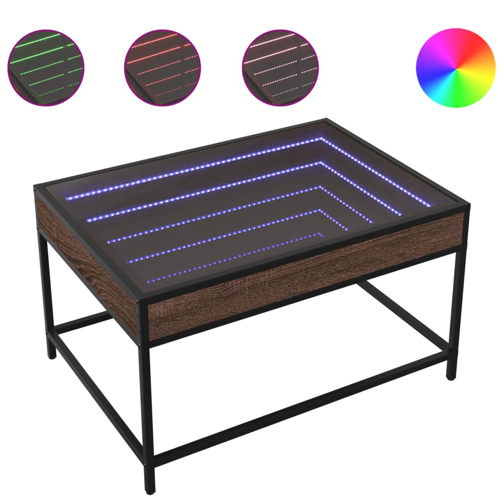 vidaXL Konferenční stolek s Infinity LED hnědý dub 70 x 50 x 41 cm