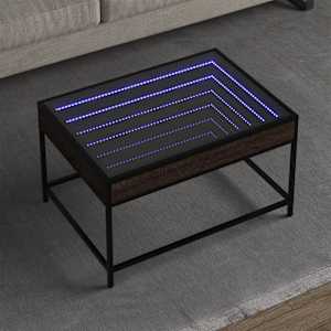 Klubska mizica z neskončnimi LED rjavi hrast 70x50x41 cm