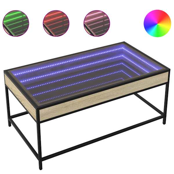vidaXL kohvilaud LED-tuledega, Sonoma tamm, 90x50x41 cm