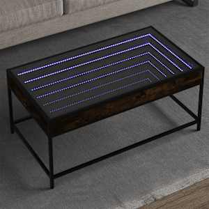 Klubska mizica z neskončnimi LED dimljen hrast 90x50x41 cm