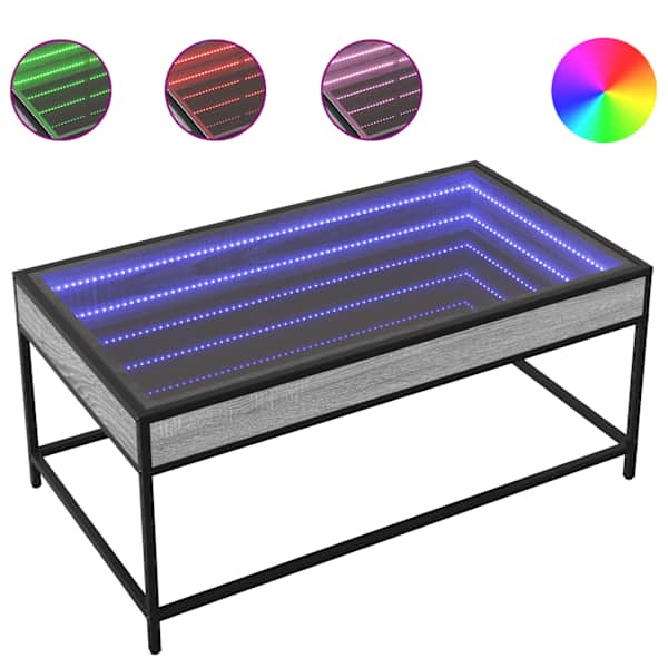 vidaXL kohvilaud LED-tuledega, hall Sonoma tamm, 90x50x41 cm
