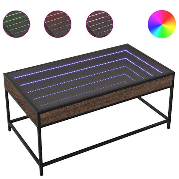 vidaXL kohvilaud LED-tuledega, pruun tamm, 90x50x41 cm