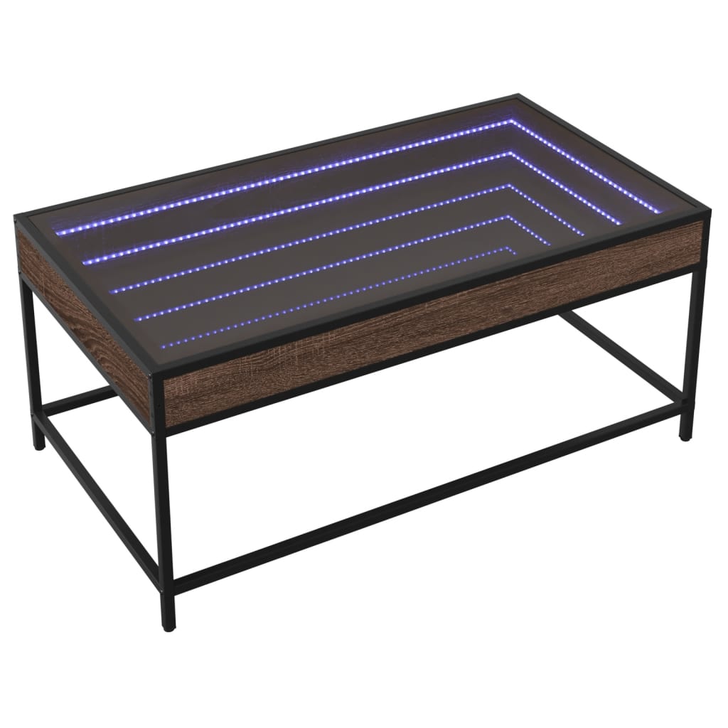 vidaXL Salontafel met Infinity LED 90x50x41 cm bruin eikenkleurig afbeelding