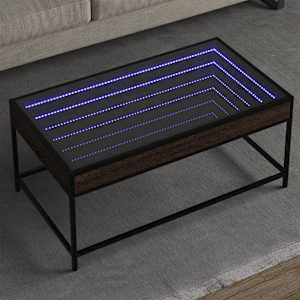Klubska mizica z neskončnimi LED rjavi hrast 90x50x41 cm