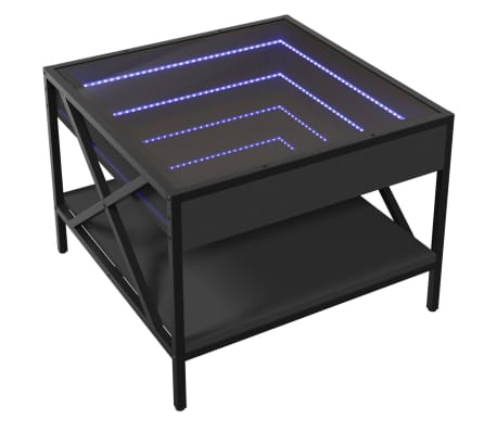 vidaXL Couchtisch mit Infinity-LED Schwarz 50x50x38 cm