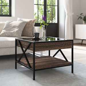 Konferenční stolek s Infinity LED hnědý dub 50 x 50 x 38 cm - obrázek 4