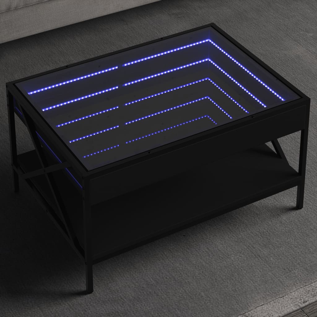 vidaXL Couchtisch mit Infinity-LED Schwarz 70x50x38 cm