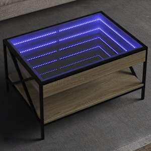 Klubska mizica z neskončnimi LED sonoma hrast 70x50x38 cm