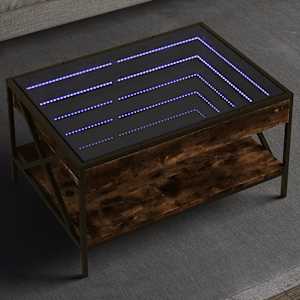 Klubska mizica z neskončnimi LED dimljen hrast 70x50x38 cm