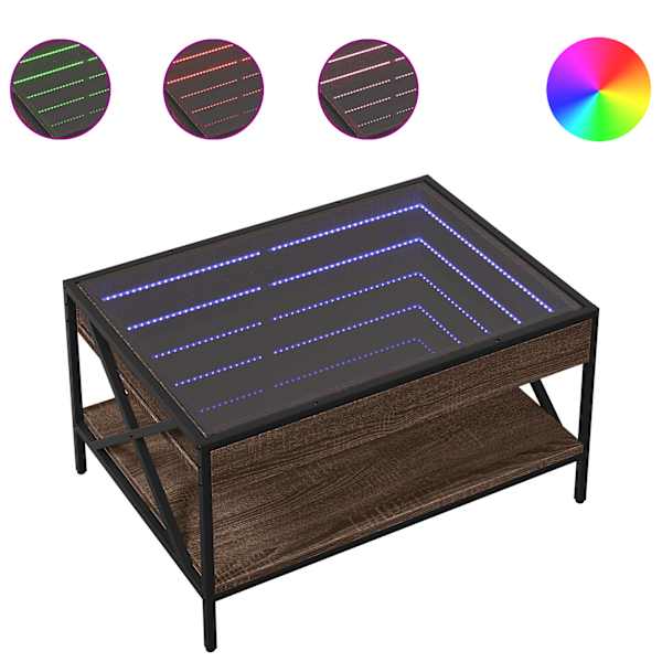 vidaXL kohvilaud LED-tuledega, pruun tamm, 70x50x38 cm