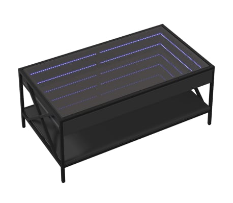 vidaXL fekete v&eacute;gtelen hat&aacute;s&uacute; LED-es doh&aacute;nyz&oacute;asztal 90 x 50 x 38 cm