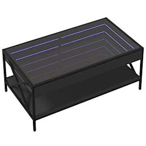 vidaXL fekete v&eacute;gtelen hat&aacute;s&uacute; LED-es doh&aacute;nyz&oacute;asztal 90 x 50 x 38 cm