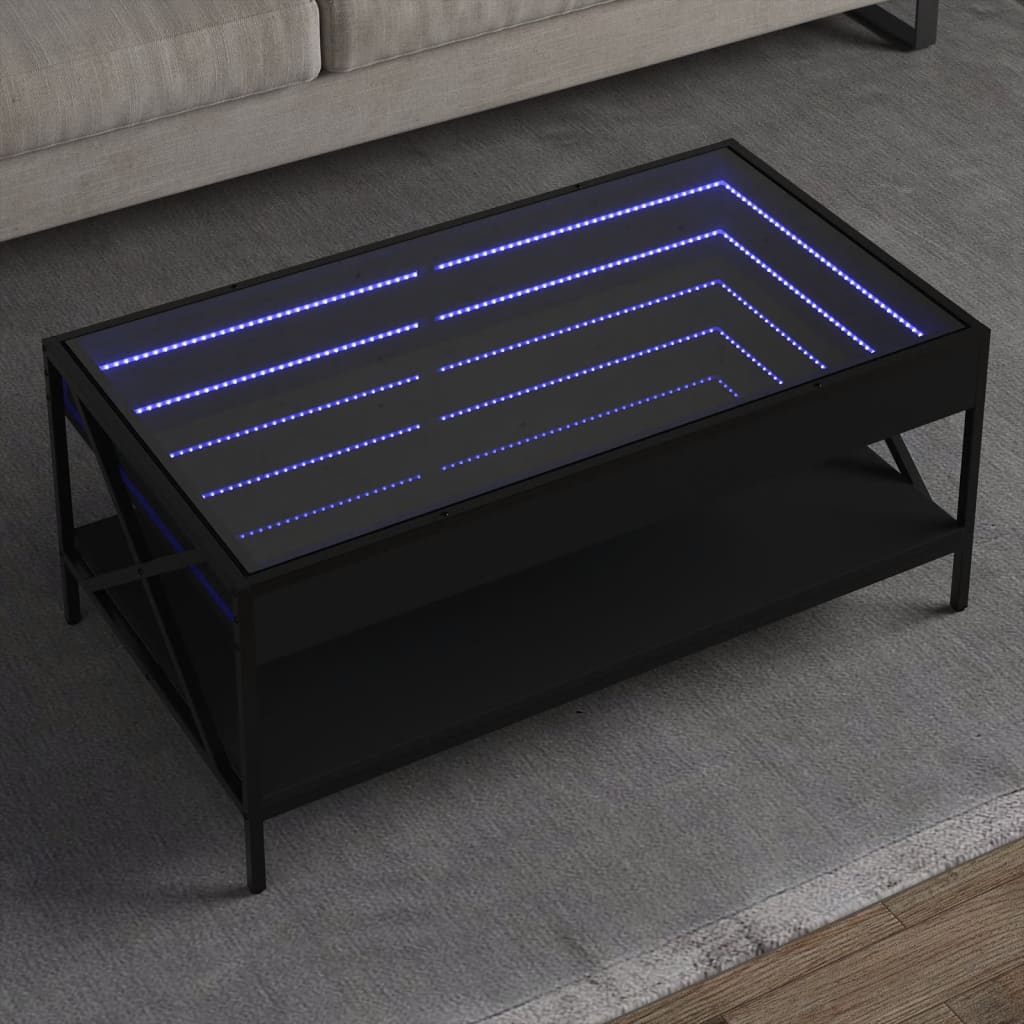 vidaXL Couchtisch mit Infinity-LED Schwarz 90x50x38 cm