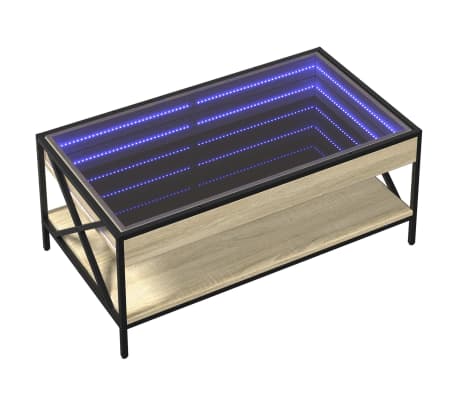 vidaXL Couchtisch mit Infinity-LED Sonoma-Eiche 90x50x38 cm