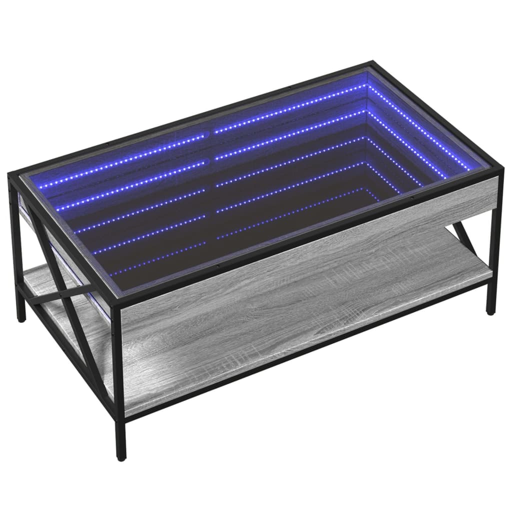 Thumbnail - vidaXL Couchtisch mit Infinity-LED Grau Sonoma 90x50x38 cm