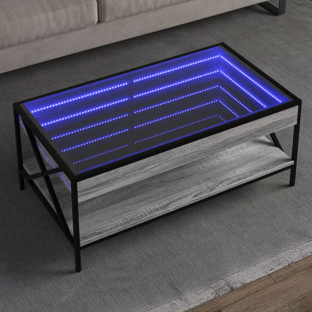 vidaXL Couchtisch mit Infinity-LED Grau Sonoma 90x50x38 cm