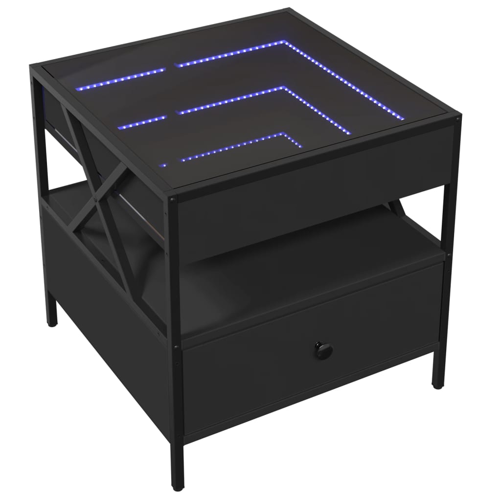 vidaXL Salontafel met Infinity LED 50x50x51 cm zwart afbeelding