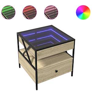 vidaXL kohvilaud LED-tuledega, Sonoma tamm, 50x50x51 cm