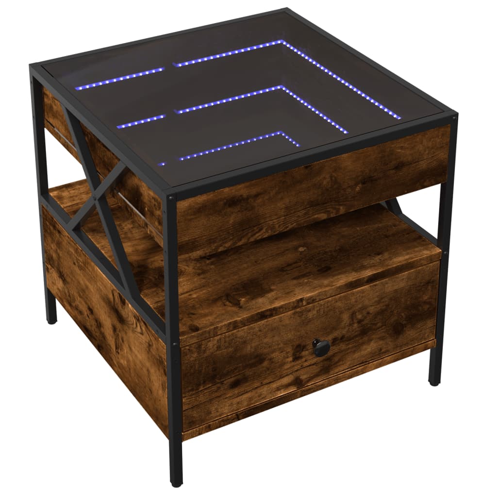 vidaXL Salontafel met Infinity LED 50x50x51 cm gerookt eikenkleurig afbeelding