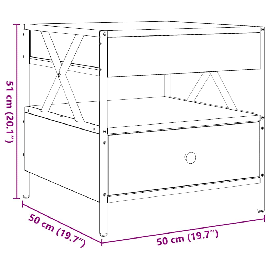 Konferenční stolek s Infinity LED kouřový dub 50 x 50 x 51 cm - obrázek 14