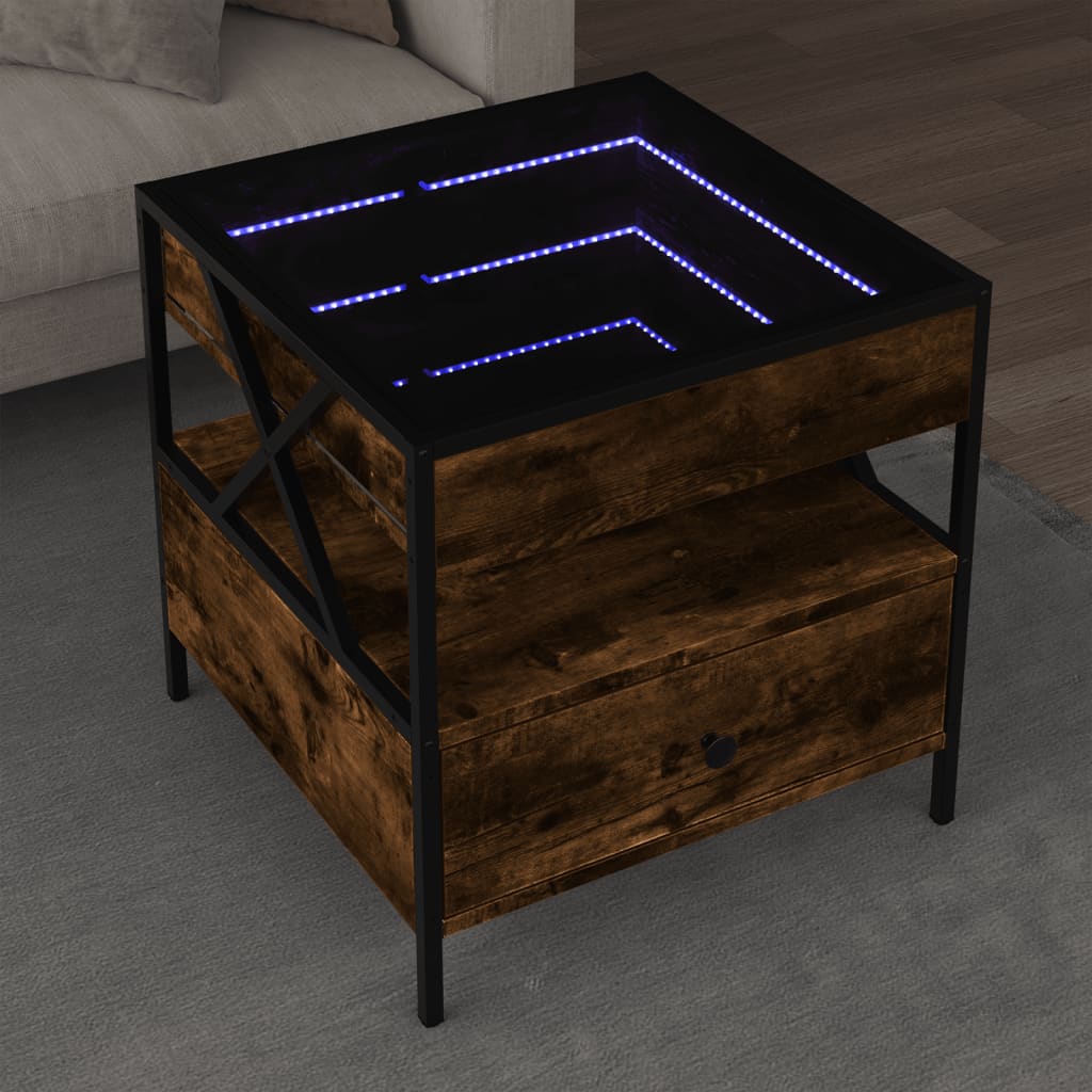 vidaXL Couchtisch mit Infinity-LED Räuchereiche 50x50x51 cm